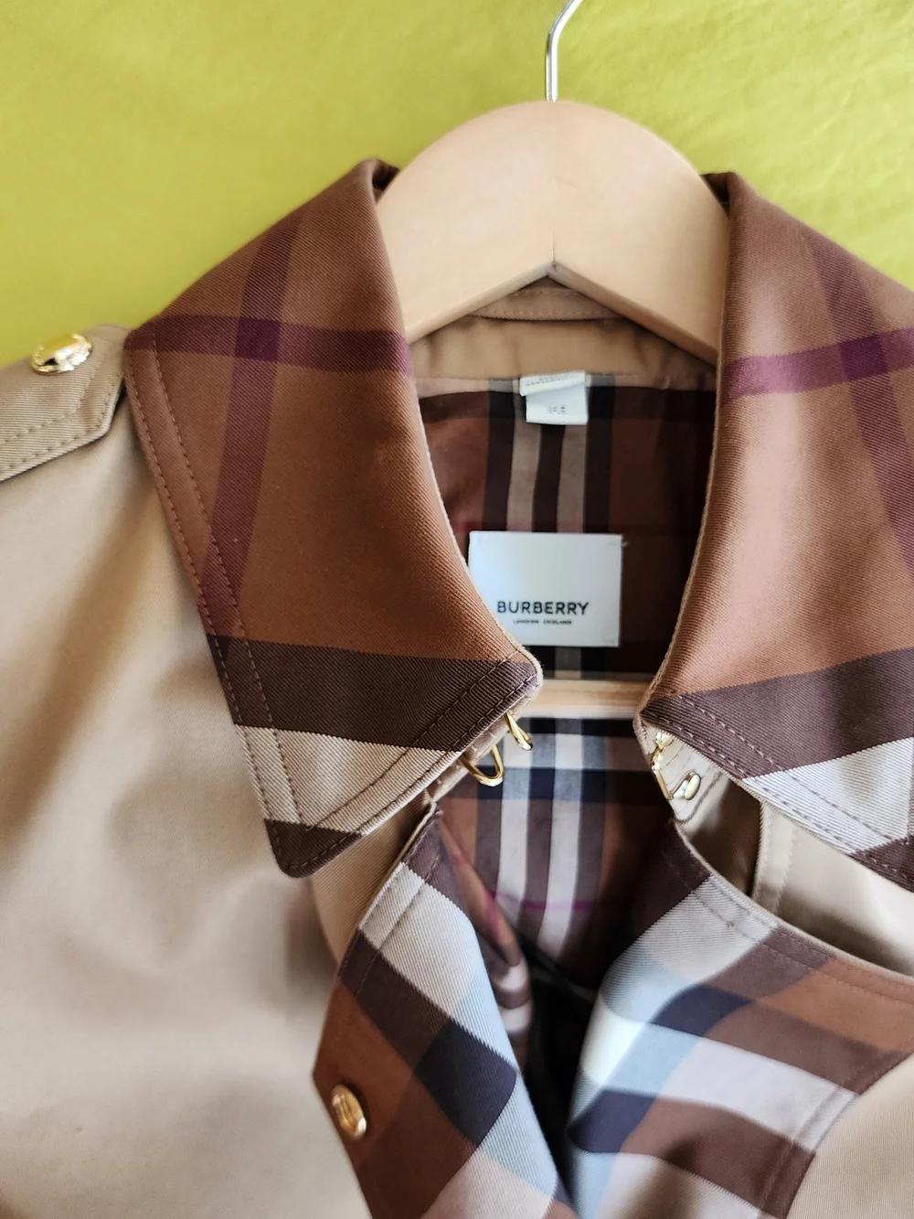 Burberry Long Check Collar Gabardine Trench Coat - Picture 2 of 10